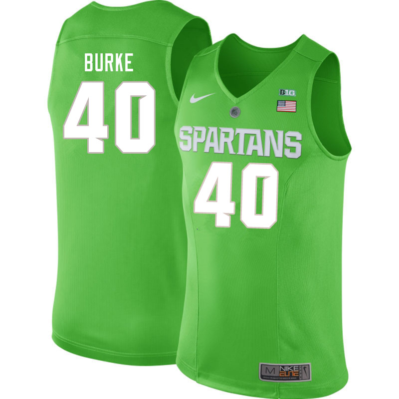 Men #40 Braden Burke Michigan State Spartans College Basketball Jerseys Sale-Apple Green - Click Image to Close